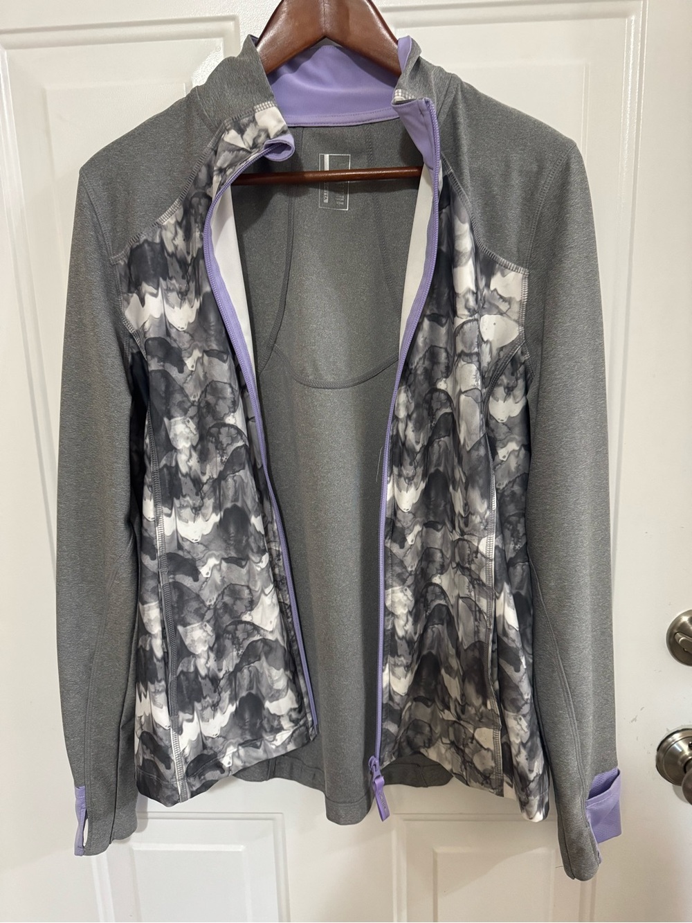 Mondetta Grey Jacket with Lilac Trim and Patterned Panels